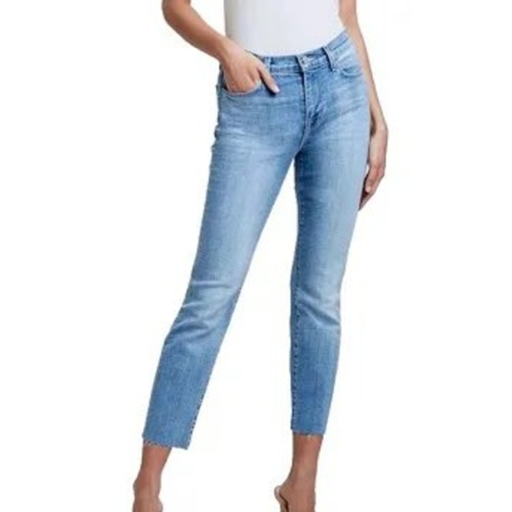 L'AGENCE Sada High Rise Slim Cropped‎ Jeans Summit Blue Raw Hem Size 25